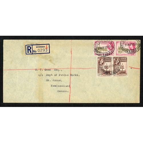 451 - ** QEII PERIOD MAIL; Range to Europe or N.America inc. 1954 airmail env. to USA franked 2/- pair, 6d... 