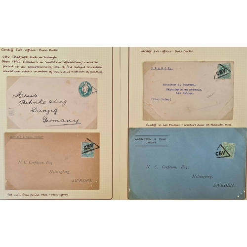 1239 - CARDIFF - SQUARED CIRCLE, SINGLE & DOUBLE RING & MACHINE CANCELS: 1904-C.1945 extensive collection o... 