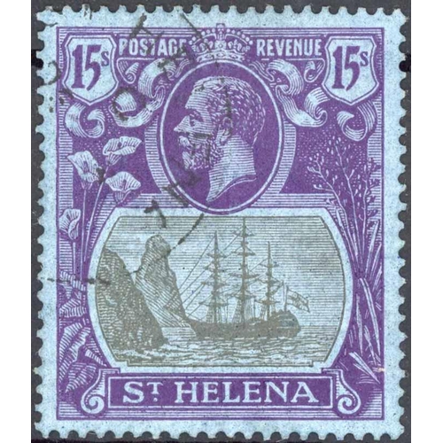 612 - 1922 15/- GREY & PURPLE/BLUE: Very fine used example SG 113 £3,500