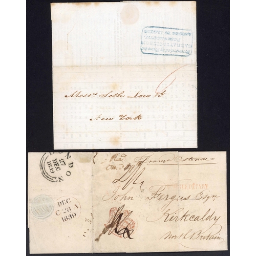 1001 - EARLY PRICES CURRENTS, PORTSMOUTH F.A.C. (TO NY), 4d-POST PERIOD MAIL (INC. EX BELGIUM), ETC.; 1792-... 