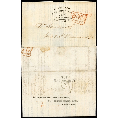 1001 - EARLY PRICES CURRENTS, PORTSMOUTH F.A.C. (TO NY), 4d-POST PERIOD MAIL (INC. EX BELGIUM), ETC.; 1792-... 