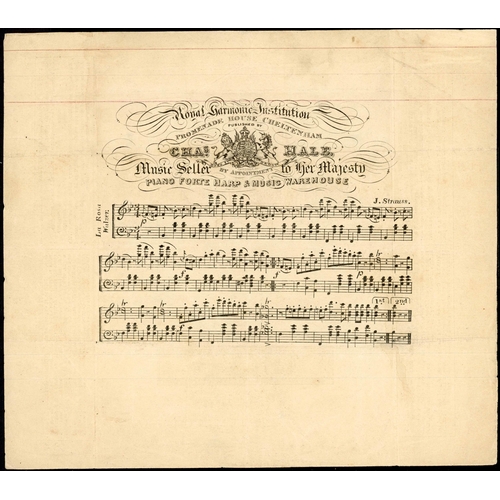 1004 - MULREADY 1d BLACK LETTER-SHEET WITH J. STRAUSS PRINTED MUSIC INSIDE (CHARLES HALE OF CHELTENHAM); 1d... 