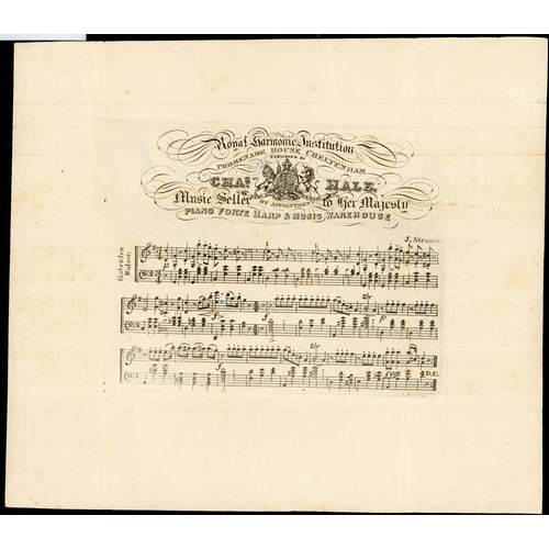 1005 - MULREADY 1d BLACK LETTER-SHEET WITH J. STRAUSS PRINTED MUSIC INSIDE (CHARLES HALE OF CHELTENHAM); 1d... 