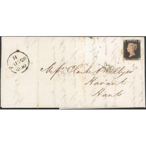 1009 - RARE 1d BLACK COVER WITH PRICES CURRENT PARTLY PRINTED CONTENTS; 28 July 1840 EL (part hand-written ... 