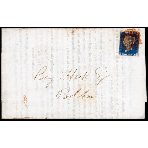 1014 - VERY RARE 1840 2d BLUE COVER WITH PRINTED CONTENTS - REF. 