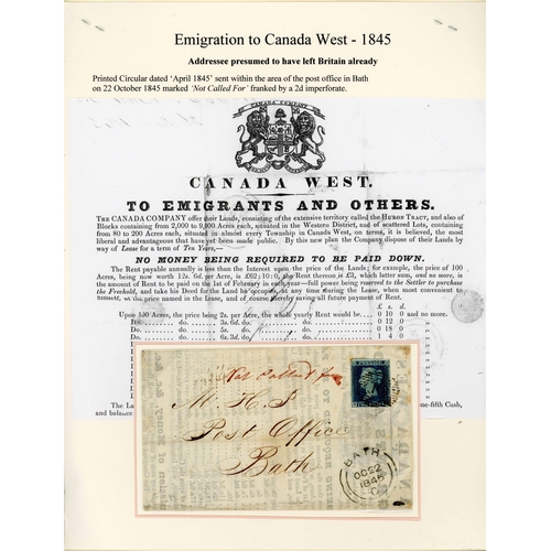 1017 - CANADA COMPANY EMIGRATION CIRCULAR SENT WITH 181 2d BLUE BUT RETURNED 