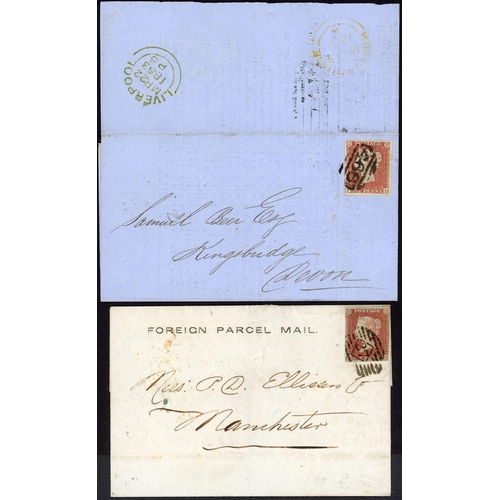 1020 - TRIO OF PRINTED ITEMS WITH 1841 1d RED FRANKINGS INC. 