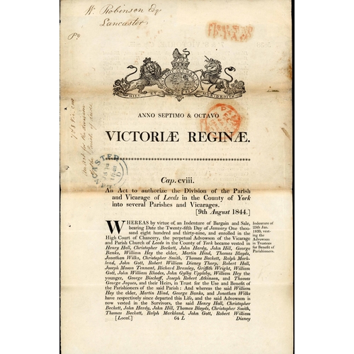 1037 - PARLIAMENTARY PAPERS RATES (UNPAID OR PREPAID) + ECCLESIASTICAL PRINTED MAIL, ETC.; 1846 complete pr... 