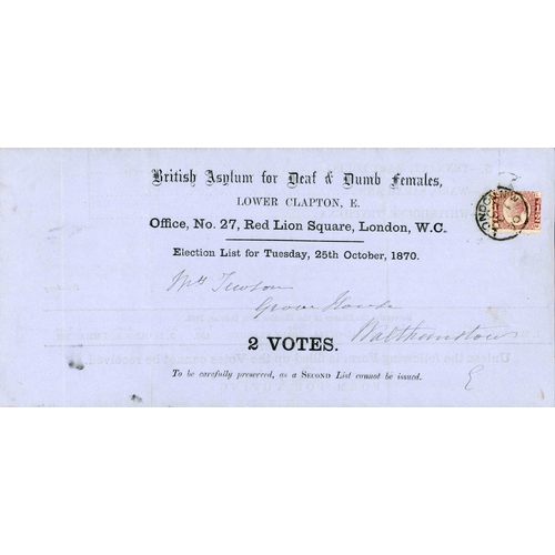 1100 - FIRST DAY OF USAGE ½d PLATE NUMBER (PL.11) ON PRINTED MATTER RATE COVER EX LONDON; Fine 1 Oct. 1870 ... 