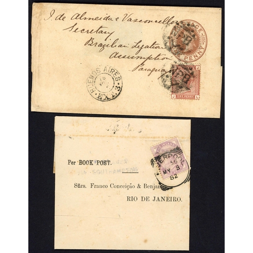 1114 - QV NEWSPAPER WRAPPERS COLLECTION - TO PARAGUAY, GUATEMALA, N.Z., BRAZIL, AUSTRALIA, ETC.; 1871-98 gr... 