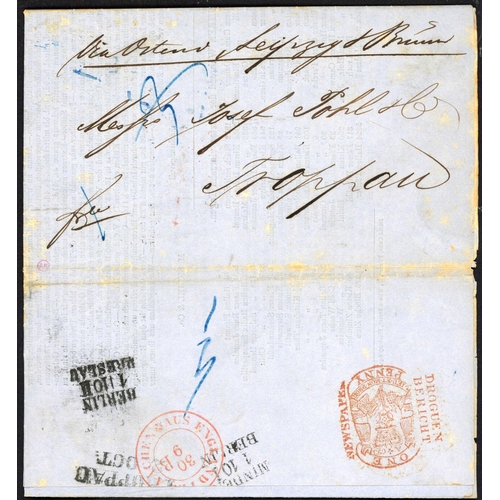 1141 - PRICES CURRENT COVERS WITH TAX STAMPS  (G.B. POSTAGE FREE) TO GERMAN STATES, AUSTRIA  & FRANCE; 1853... 