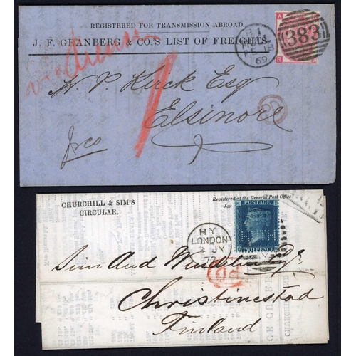 1145 - DENMARK/FINLAND/NORWAY - PRICES CURRENT MAIL AT 1d, 2d, 3d OR SCARCE 5d RATES; 1856/79 quartet to De... 