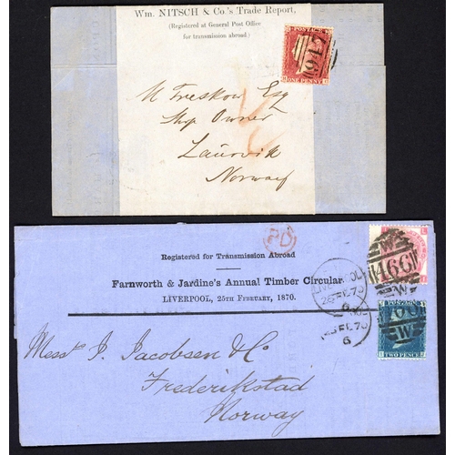 1145 - DENMARK/FINLAND/NORWAY - PRICES CURRENT MAIL AT 1d, 2d, 3d OR SCARCE 5d RATES; 1856/79 quartet to De... 