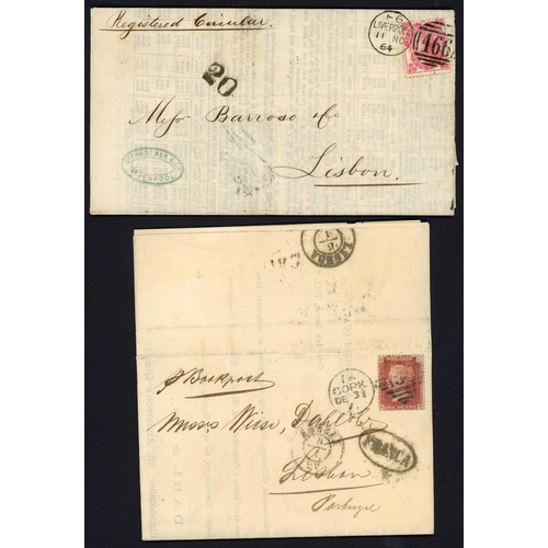 1146 - PORTUGAL/SPAIN - PRE-UPU BOOK-POST & PRICES CURRENT RATES INC. 1d, 2d OR SCARCE 3d RATES; 1864/71 pa... 