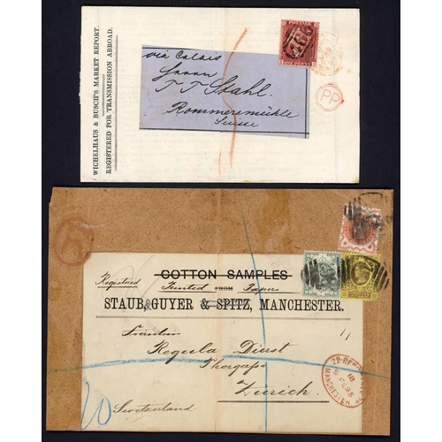 1148 - SWITZERLAND - PRICES CURRENT 1d/2d-RATE COVERS + UNUSUAL REGD. PRINTED PAPERS RATE; c.1854-68 Prices... 