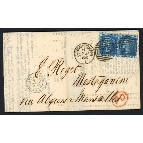 1150 - ALGERIA/FRANCE/IONIAN IS./MALTA - PRICES CURRENT MAIL SENT AT FULL LETTER RATES; 1866 ELs 4d-rate pa... 