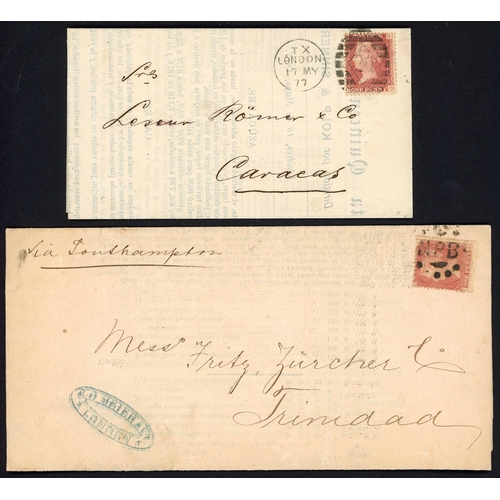 1169 - REST OF THE WORLD - TRINIDAD, NEW SOUTH WALES & VENEZUELA - 1d RED OR 2d BLUE SINGLE FRANKINGS; 1874... 