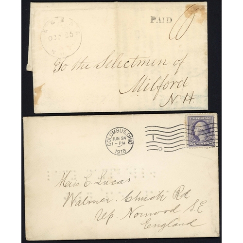 1176 - U.S.A., CANADA & WEST INDIES: 1833-2003 group of ELs, covers & cards inc. Oct. 25 1933 EL to Milford... 