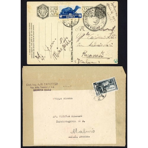 1179 - ERITREA & ITALY: Pair inc. 18 Jan. 1937 Braille PPC of 