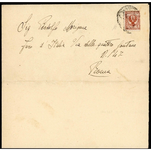 1181 - c1923 SCARCE BRAILLE LETTER: Local Rome EL bearing 2c brown paying the 'up to 1kg postal rate'. The ... 