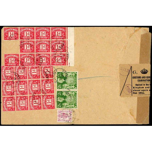 1192 - 1950 POSTAGE STAMPS USED TO PAY CUSTOMS DUE TAX, ETC.: 29 Oct. 1950 env. registered from Gibraltar t... 