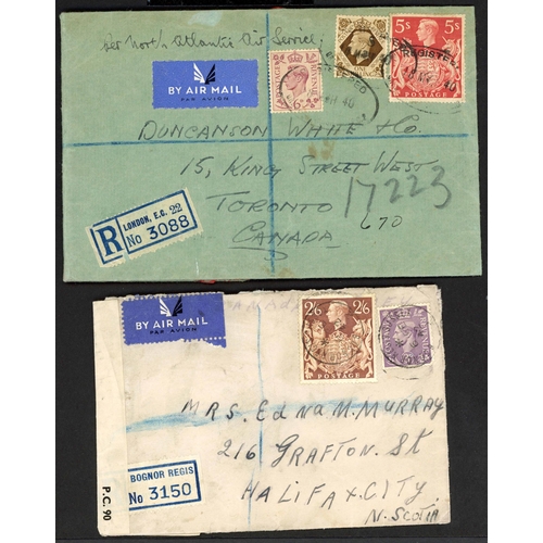 1205 - 1940-50 - CANADA - GOOD SELECTION inc. 6 Feb. 1942 env. registered by North Atlantic Air service fro... 