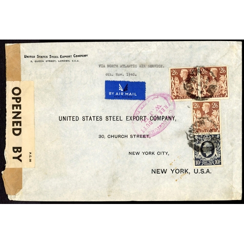 1211 - 1940-41 USA - INCLUDING HAWAII; An interesting group of covers (8) inc. 2 Oct. 1940 censored env. fr... 