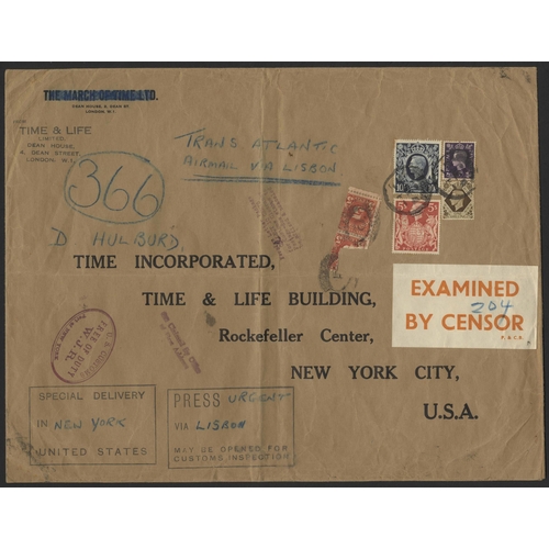 1213 - 1941- USA - INTERESTING GROUP April 1941 from FPO 368 (Greece) via India 