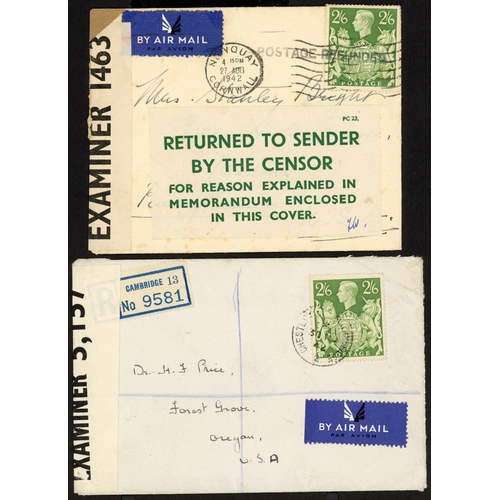 1216 - 1941-42 USA - FIVE GOOD CENSORED COVERS c.Dec. 1941 The Associated Press env. from London to New Yor... 