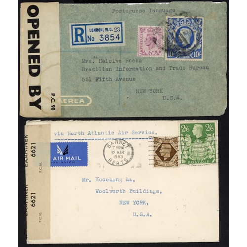 1220 - c1943 USA - INTERESTING GROUP OF CENSORED COVERS inc. 1942 