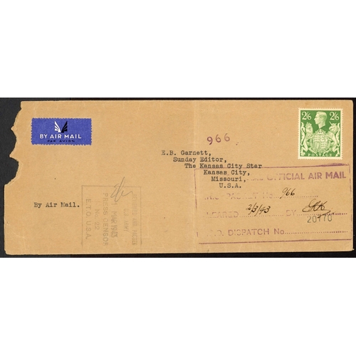 1221 - 1943 USA - A MIXED GROUP: 1 Mar. 1943 by special air mail from London to 