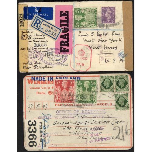 1222 - 1944-49 USA - LATE WWII & POST WAR ITEMS inc. 24 April 1944 honour env. from the Belgium embassy Lon... 