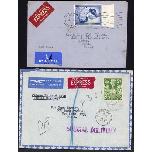 1223 - 1947 - 48 - TWO RARE EXPRESS COVERS: 23 Sept. 1947 env. sent express from London to New York bearing... 