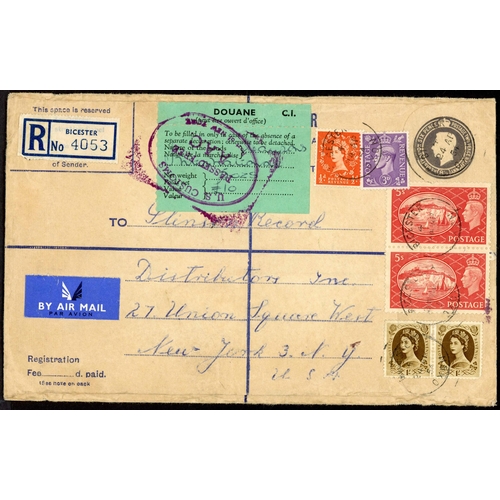 1226 - 1952-55 USA - FESTIVAL HIGH VALUES ON COVERS inc. 6 Oct. 1952 8½d registered env. uprated with 3d, 1... 