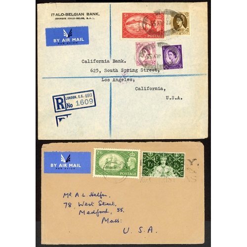 1226 - 1952-55 USA - FESTIVAL HIGH VALUES ON COVERS inc. 6 Oct. 1952 8½d registered env. uprated with 3d, 1... 