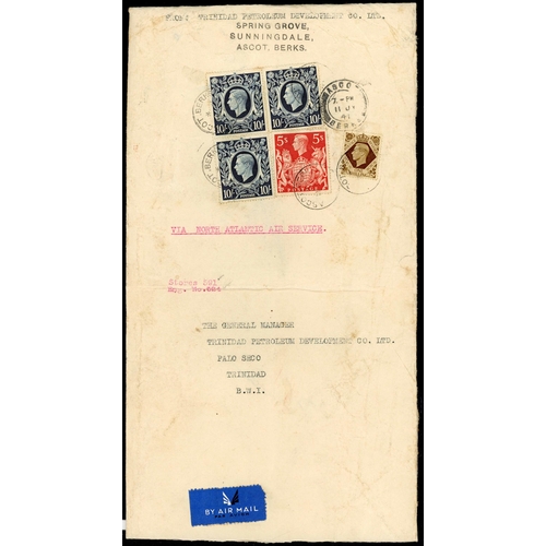 1231 - 1941-44 - THREE ITEMS TO TRINIDAD inc. 11 July 1941 large (152 x 275 mm) env. from Ascot to Trinidad... 