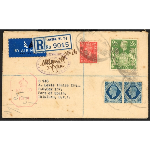 1231 - 1941-44 - THREE ITEMS TO TRINIDAD inc. 11 July 1941 large (152 x 275 mm) env. from Ascot to Trinidad... 