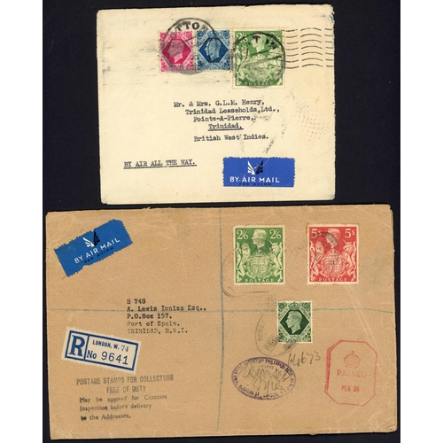 1232 - 1941-45 TRINIDAD - FOUR ITEMS BY NAAS  AT THE 2/- PER ½OZ RATE: 1 July 1941 env.  from London to Tri... 