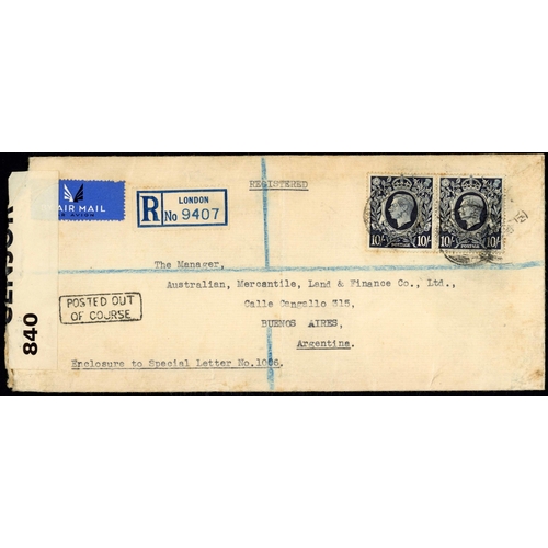 1233 - ARGENTINA - 1939-40 HIGH RATE COVERS inc. 21 Oct. 1939 env. from London to Buenos Aires bearing 5/- ... 