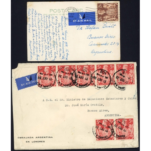 1233 - ARGENTINA - 1939-40 HIGH RATE COVERS inc. 21 Oct. 1939 env. from London to Buenos Aires bearing 5/- ... 