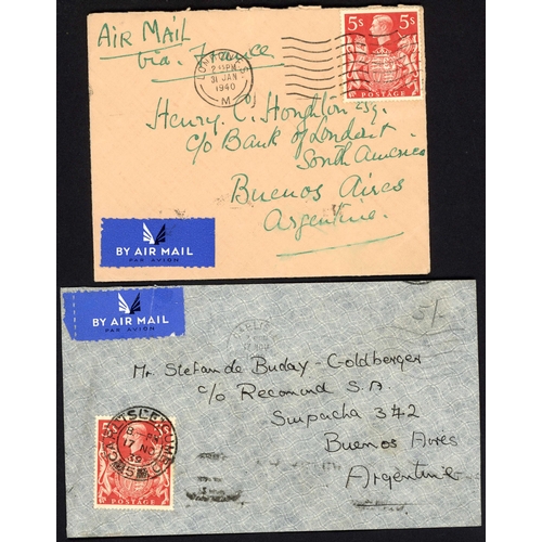 1234 - ARGENTINA - 1939-41 GROUP TO BUENOS AIRES inc. 17 Nov. 1939 and 21 Dec. 1939 envs. from London via D... 