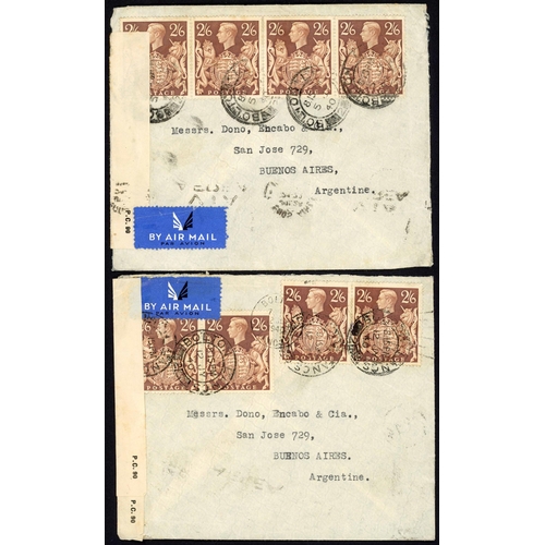 1234 - ARGENTINA - 1939-41 GROUP TO BUENOS AIRES inc. 17 Nov. 1939 and 21 Dec. 1939 envs. from London via D... 