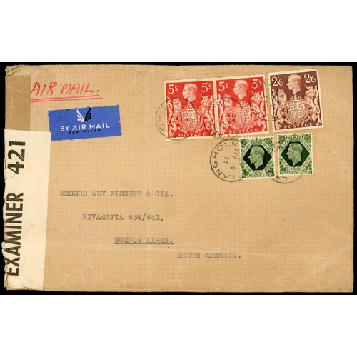 1234 - ARGENTINA - 1939-41 GROUP TO BUENOS AIRES inc. 17 Nov. 1939 and 21 Dec. 1939 envs. from London via D... 