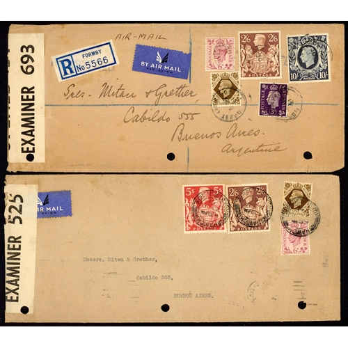 1236 - ARGENTINA - FOUR INTERESTING COVERS: 30 Oct. 1941 env. registered and censored from Formby to Buenos... 