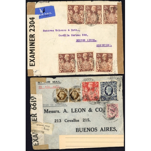 1236 - ARGENTINA - FOUR INTERESTING COVERS: 30 Oct. 1941 env. registered and censored from Formby to Buenos... 