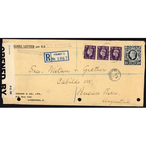 1237 - ARGENTINA -1942 - REGISTERED COVERS ETC. inc. 12 March 1942  censored and registered env. with a con... 