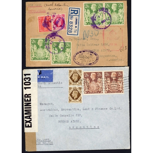 1237 - ARGENTINA -1942 - REGISTERED COVERS ETC. inc. 12 March 1942  censored and registered env. with a con... 