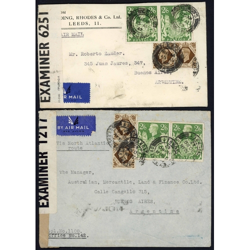 1238 - ARGENTINA -1942-43 WWII PERIOD COVERS inc. 30 July 1942 censored env. from Liverpool to Buenos Aires... 