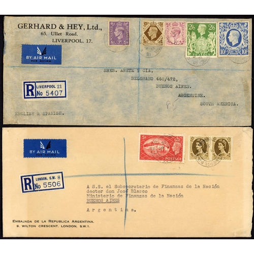 1241 - ARGENTINA - 1944-55 INTERESTING GROUP inc.  Feb. 1944 env. registered from Liverpool to Buenos Aires... 