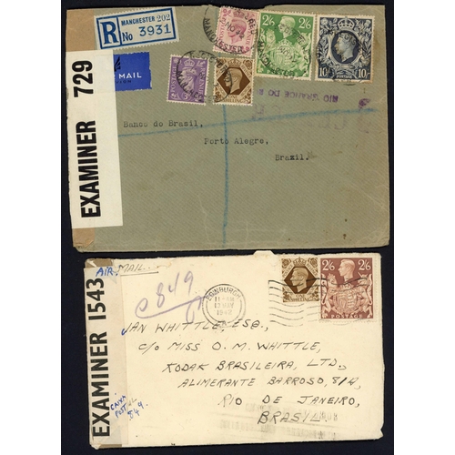 1246 - BRAZIL - FOUR CENSORED COVERS - ONE POSSIBLE FIRST FLIGHT: 1 May 1941 env. from London by all the wa... 